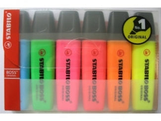 EVIDENZIATORI STABILO BOSS CONFEZIONE 6 COLORI FLUO