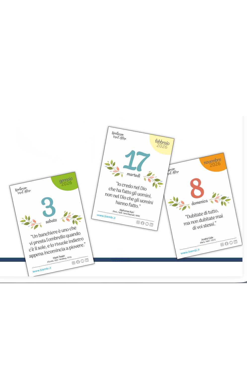 CALENDARIO UN GIORNO TIRA L'ALTRO