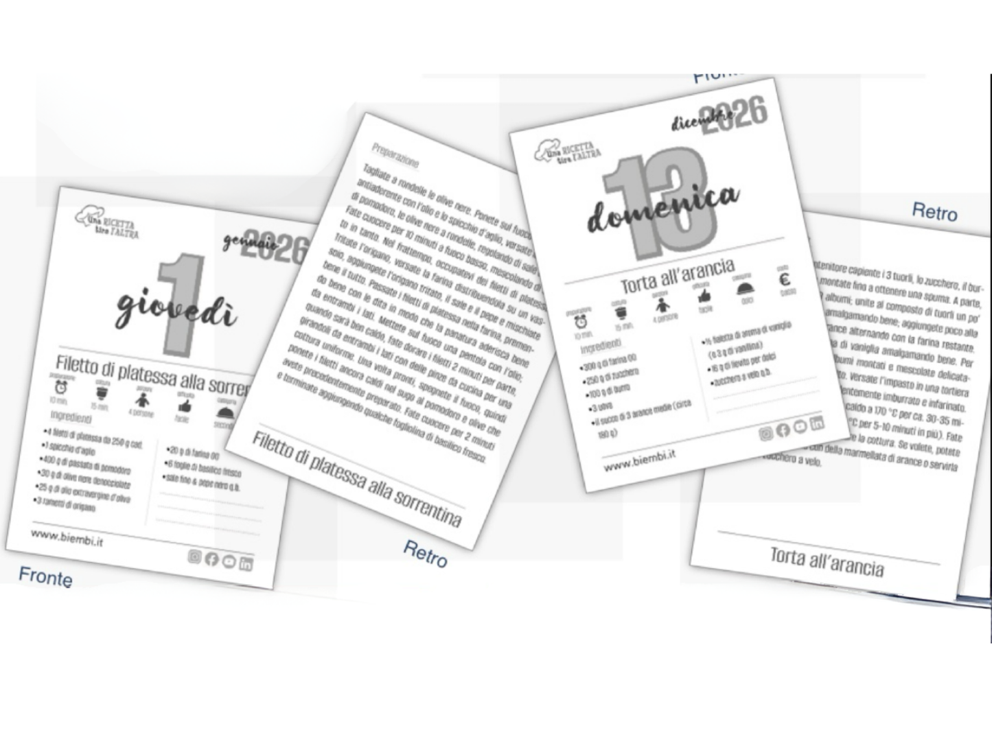 CALENDARIO UNA RICETTA TIRA L'ALTRA